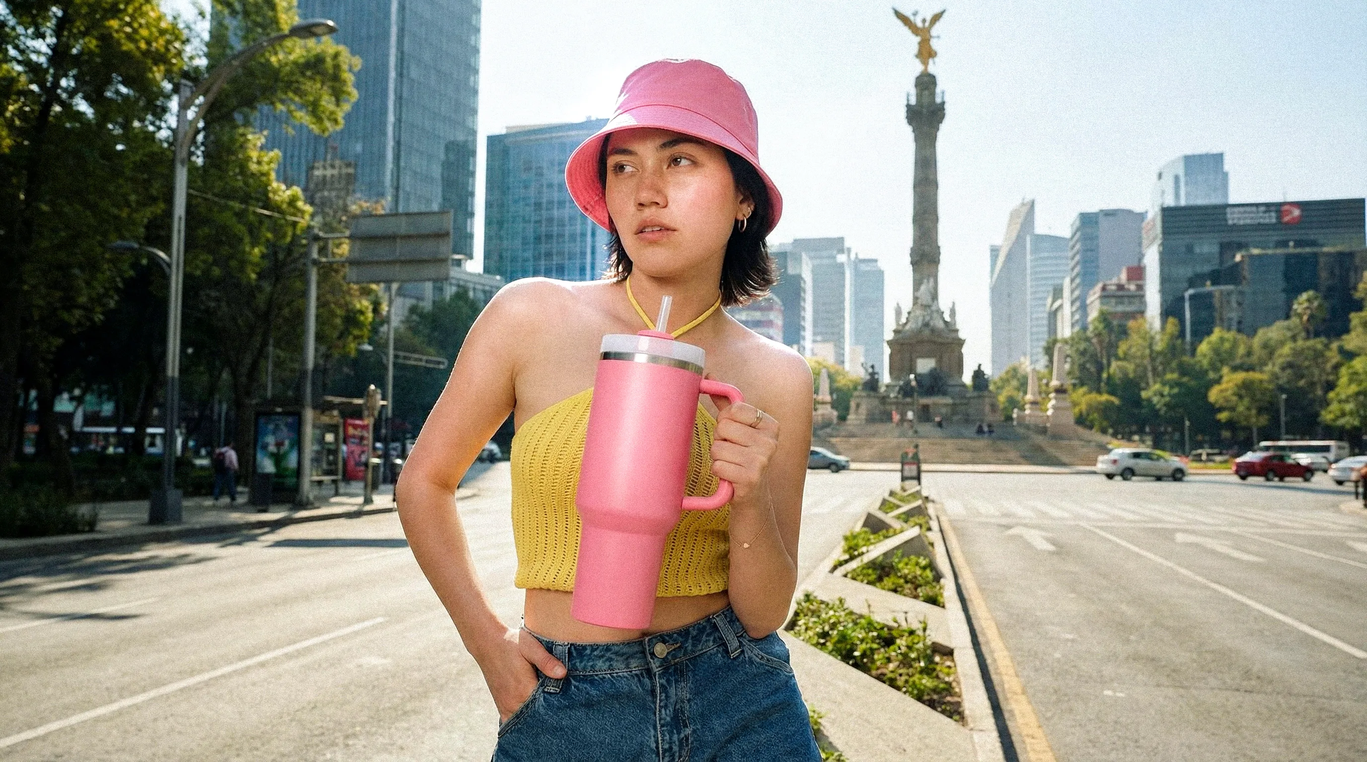 Influencers posando en Reforma, CDMX